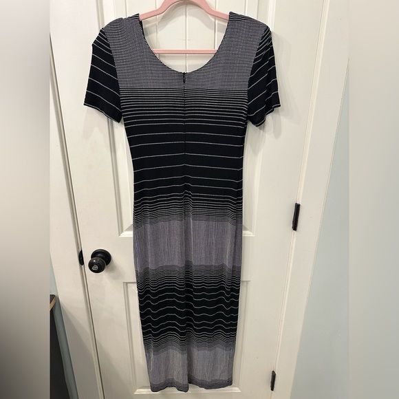 Joseph Ribkoff Black White Textured Maxi Dress Size 8 Vintage 80’s/90’s - Picture 4 of 7